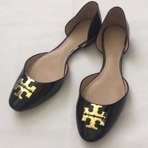 8.5 Tory Burch Black D'orsay Patent Flats